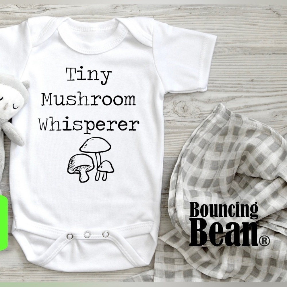 Tiny mushroom wisperer baby onesie bodysuit, Baby one piece clothing
